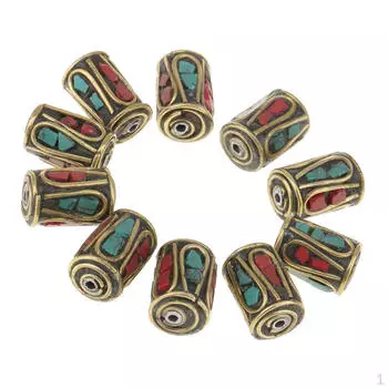 10шт овальные цилиндры медные непальские тибетские латунные бусины для изготовления браслетов своими руками