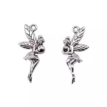10шт подвески-ангелы античное серебро цвет цинковый сплав 26х11мм