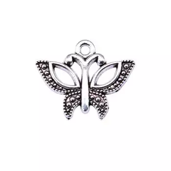 10шт подвески-бабочки античное серебро цвет цинковый сплав 19х15мм