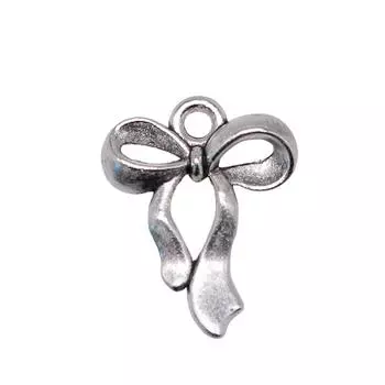 10шт. Подвески-банты, античное серебро, цвет цинкового сплава, 17х22 мм.