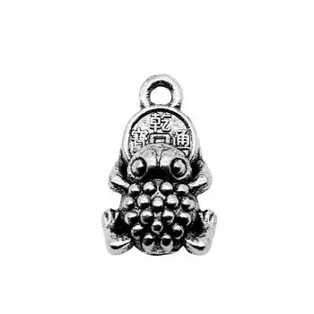 10шт подвески-монеты в виде лягушки, подвески античное серебро, цвет цинкового сплава, 17X11 мм