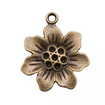 10шт Подвески с цветами Античная бронза Цвет цинкового сплава 25X21мм