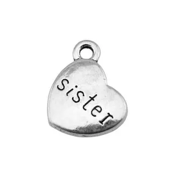 10шт. Подвески-сестры, подвески, античное серебро, цвет цинкового сплава, 15х18 мм.