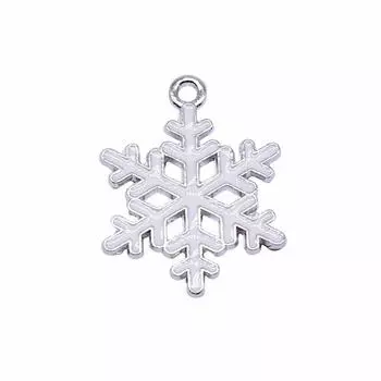 10шт Подвески Снежинки Подвески Родий-Цинковый Сплав 25X19мм