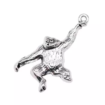10шт подвески в виде обезьянок античное серебро цвет цинковый сплав 36х21мм