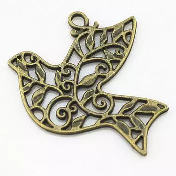 10шт подвески в виде птиц античная бронза цвет цинковый сплав 36х32мм