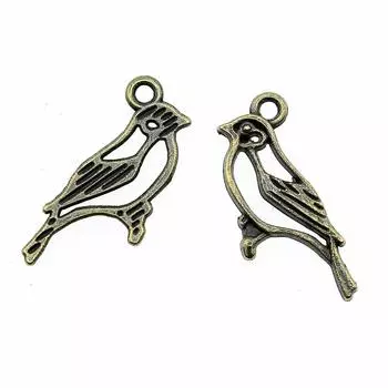 10шт подвески в виде птиц античная бронза цвет цинковый сплав 27х11мм