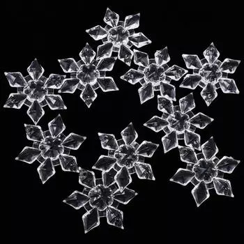 10шт прозрачные акриловые хрустальные пуговицы в виде снежинок для шитья свадебного декора стола