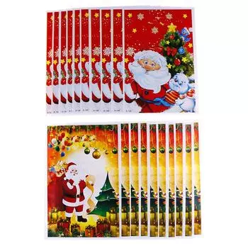 10шт Рождественская елка Санта-Клаус пластиковые пакеты ювелирные изделия подарочный пакет 17X25Cm 10Pcs