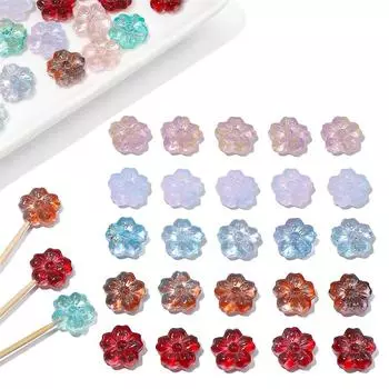 10шт Сакура хрустальные стеклянные бусины цветок свободные бусины-разделители для изготовления ювелирных изделий синий/фиолетовый
