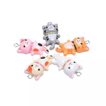 10шт смолы кошка милые животные подвески кулон DIY изготовления серьги ювелирные изделия ремесло жёлтый