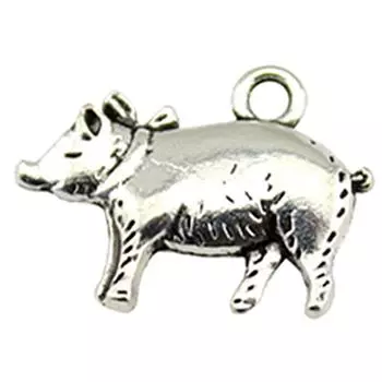 10шт Свиньи Шармы Амулеты Античное серебро Цвет Цинковый сплав 21X16mm