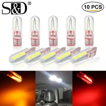 10шт T10 W5W Светодиодная лампа 194 168 8SMD 3030 Чипы Автомобильная светодиодная лампа Canbus WY5W Светодиодная клиновидная боковая лампа Лампа 12 В Парковочная лампа Внутренний купольный светильник Белый Красный Желтый красный