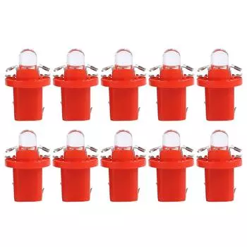 10шт T5 B8.5D светодиодный автомобильный светильник, автоматические лампочки на приборной панели, приборная панель (красный)