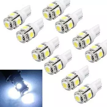 10шт W5W 2825 T10 Wedge 5-SMD 5050 Ксеноновые белые светодиодные лампы Автомобильные фары One Size