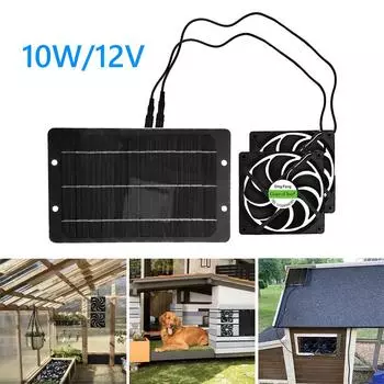 10W 12V Cooling RV Ventilation Fan Solar Panel Kit Solar Attic Fan Kit Electric Ventilation Fan for Chicken Coop Shed Pet House CHINA