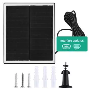 10W Solar Panel for Security Camera 5V Type-C Port Camera Solar Panel Charger with IP65 Waterproof / 9.84ft Cable / 360 Degrees 5V&10W