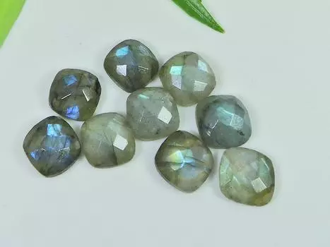 10X10MM Natural Labradorite Checker Cut Octagon Cabochon Gemstone 09 Pcs Lot LM-1199