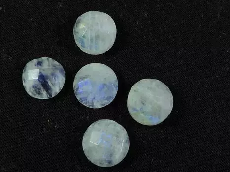 10X10MM натуральный радужный лунный камень огранки Checker круглый россыпью драгоценный камень 5 шт лот RML-939