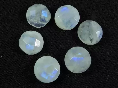 10X10MM натуральный радужный лунный камень огранки Checker круглый россыпью драгоценный камень 6 шт лот RML-938