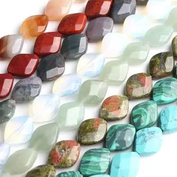 10x13 мм натуральный граненый камень ромбовидные бусины для изготовления ювелирных изделий DIY браслет 16 шт. бусины turquoise