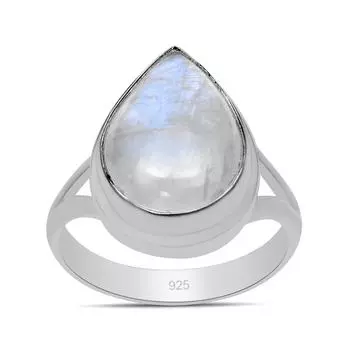 10X14 мм Натуральный Синий Огненный Лунный Камень Драгоценный Камень Стерлингового Серебра 925 Сплит-Хвостовик Грушевидное Кольцо Для Женщин и Девочек 5 синий