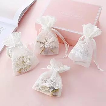 10x14 см белые цветочные кружевные сумки из органзы на шнурке, 10 шт., сумка для хранения ювелирных изделий, вечерние женские сумки для подарков на день рождения 10pcs&10x14cm