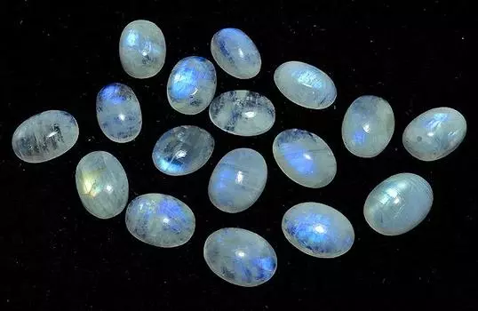 10X14MM Natural Rainbow Moonstone Oval Cabochon Loose Gemstone 17 Pcs Lot RML-685