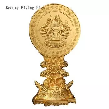 10x20.5cm Chinese classical alloy dragon seat collimator pendant Folk Art Buddhism home decoration accessories