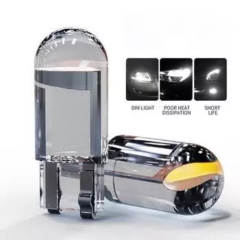 10x 2024 новейший W5W светодиодный T10 автомобильный свет COB стекло 6000K белый автомобильный номерной знак лампы купол чтения DRL лампа стиль 12 В 10PCS белый