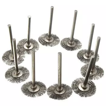 10X 3 мм нержавеющая сталь проволочные щетки для шлифовального станка Dremel вращающийся инструмент 21 мм