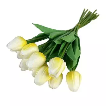 10X Artificial Flower PU Real Touch Simulation Fake Florals Bouquet Flowers Wedding Vivid Accessories Ornaments