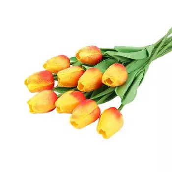 10X Artificial PU Real Touch Fake Bouquet Flowers Wedding Indoor Household Garden Party Vase Accessories Ornaments