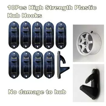 10x автомобильный обод колеса, крючок для ступицы, гаражная настенная вешалка, черный ABS Max. 22