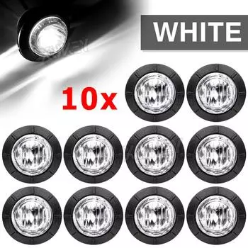 10x белых мини круглых 3/4 габаритных фонарей для решетки радиатора, боковых габаритных огней, светодиодных фонарей 12 В 24 В для прицепа, каравана, кемпера, автофургона, дневных ходовых огней