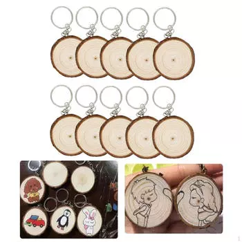 10x Брелок для ключей из необработанных деревянных досок 2cm to 3cm
