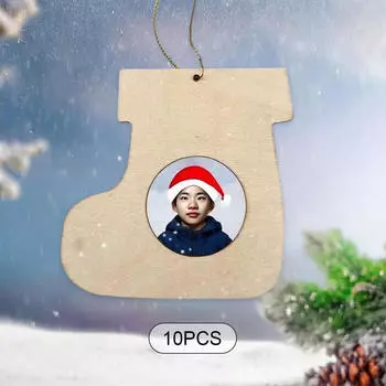 10x Christmas Hanging Sock Shaped Photo Frame Ornaments Xmas Decors Tree Decorations