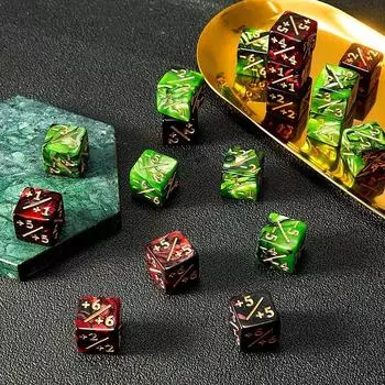 10x игральных костей 5 положительных +1/+1 и 5 отрицательных -1/-1 игральных костей для настольной игры Magic The Gathering Забавные игральные кости Арифметические игрушки
