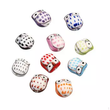 10x керамические бусины в виде совы оптом, бусины-разделители, подарки для изготовления ювелирных изделий, сделай сам с отверстиями, свободные