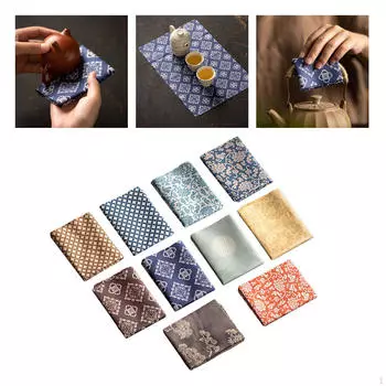 10x китайских впитывающих чайных полотенец, подставок под приборы, церемониальных аксессуаров, нескользящих аксессуаров