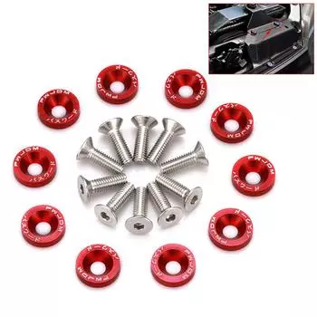 10X M6 JDM алюминиевые крылья/бамперы/болты для моторного отсека красный