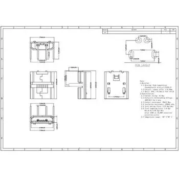 10X Micro Usb 2Pin 90 градусов B Тип гнездовой разъем для мобильного телефона