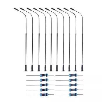 10X O Scale Model Trains Metal Light Poles Проводные светодиодные уличные фонари