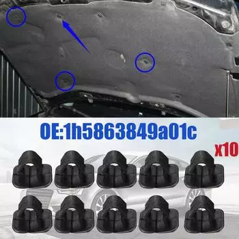 10x Пластиковый зажим для изоляции капота, фиксатор заклепок для VW Polo Tiguan Passat B5 SEAT Leon 2 Skoda Octavia 1H5863849A01C