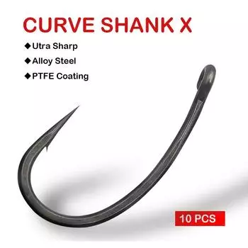 10x рыболовных крючков для ловли карпа с прямым острием и покрытием PTFE, микро-крючки из высокоуглеродистой стали, рыболовные снасти
