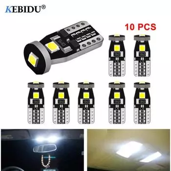 10X T10 Led W5W Автомобильные светодиодные лампы 3030 6000K Canbus Белый контурный свет автомобиля Сигнальная лампа Купол для чтения Номерного знака Авто Внутреннее освещение 12 В