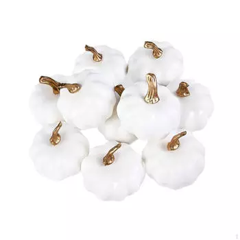 10x White Artificial Pumpkins Halloween Foam Crafts DIY Fun Versatile Decoration Ornaments