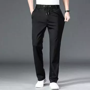 10XL мужские деловые брюки большого размера с эластичной талией, деловые брюки большого размера, черные мужские рабочие классические деловые брюки для мужчин 10XL чёрный