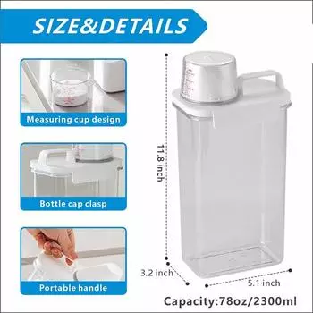 1100/1800/2300 мл многоразовый дозатор стирального порошка, пустой бак для порошка, смягчителя, отбеливателя, контейнер для хранения с этикетками