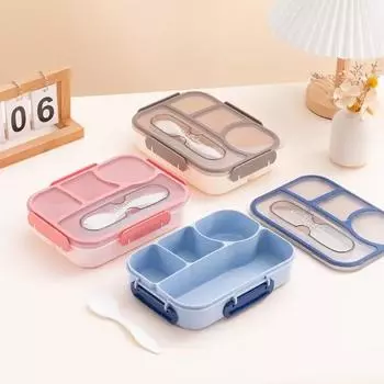 1100 мл 4 сетки ланч-бокс школьная столовая студенческий квадратный ланч-бокс с ложкой и вилкой 2 в 1 столовая посуда герметичная герметичная коробка для бенто